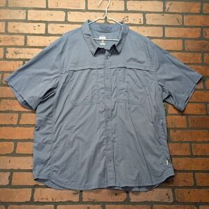 REI Men's XXL Vented Performance Button Up Hiking‎ Travel Shirt Dusty Blue